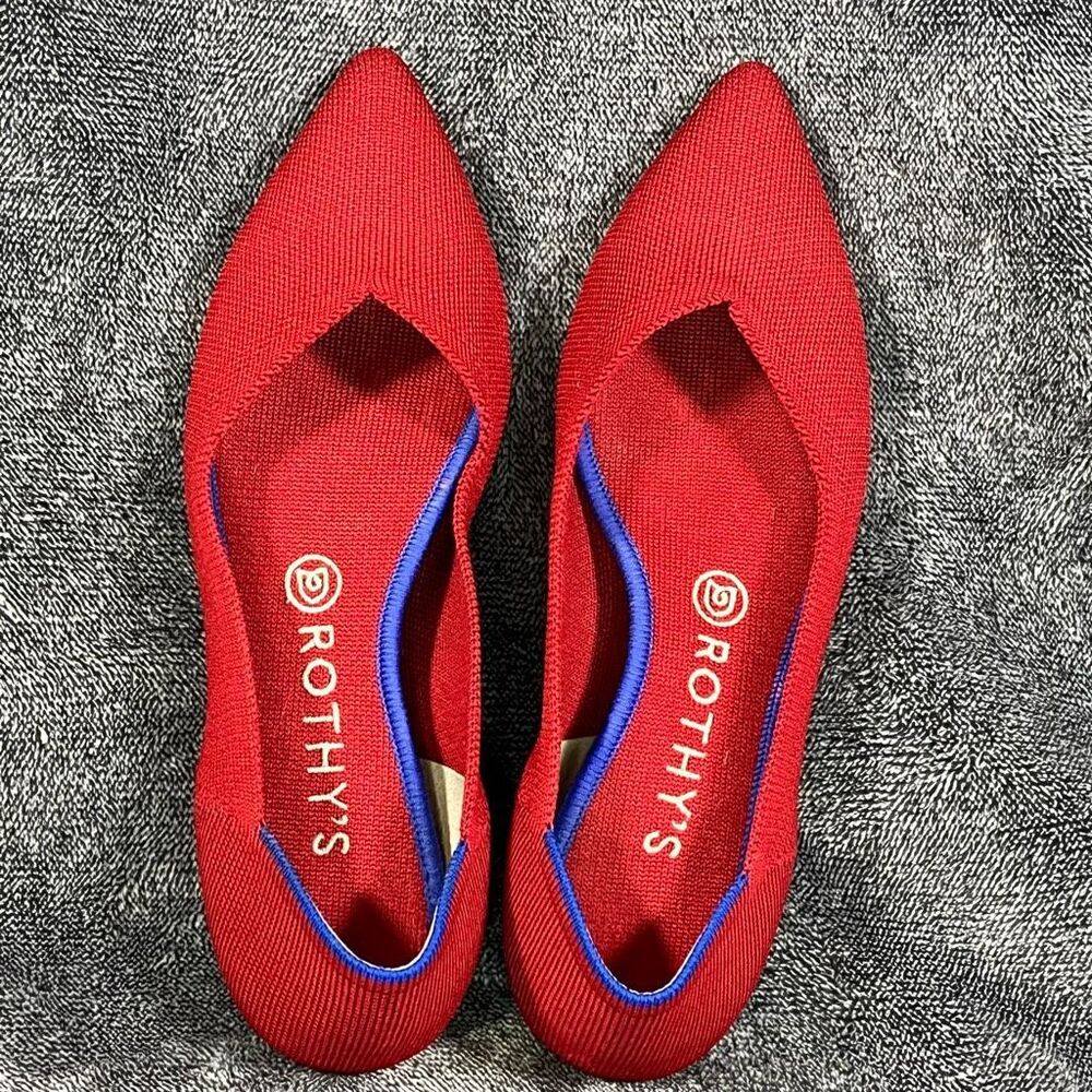 Rothy’s The Point Red Classic Flats | Washable Knit Shoes | Women’s 8.5 - Picture 5 of 7